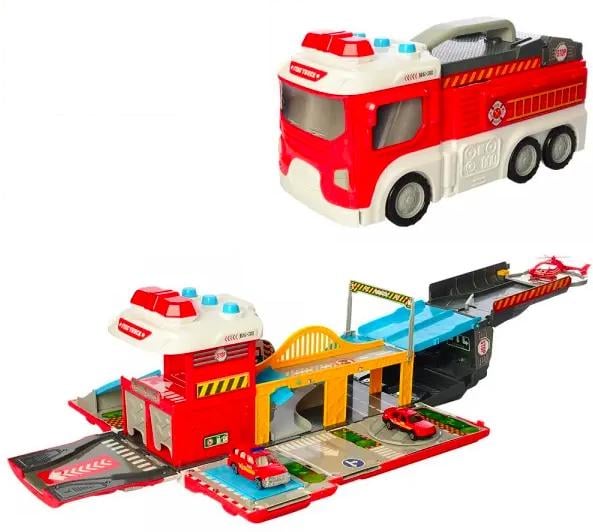 Игрушечный набор Bambi Пожарная гараж-машина Мобильный паркинг Красный (E5018F)
