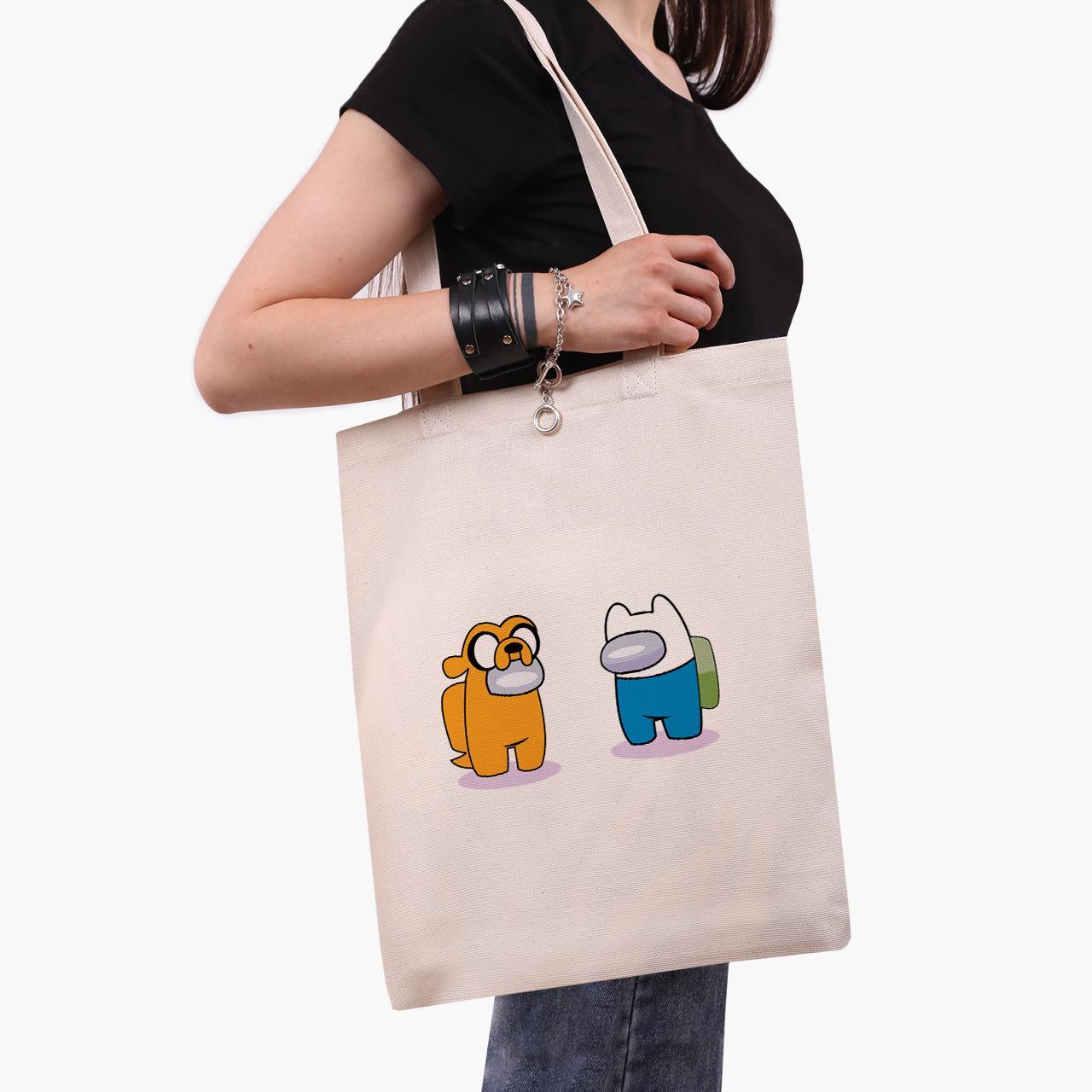 Эко сумка шоппер Among Us Adventure Time Finn & Jake 41х35 см Бежевый (9227-2414-WT)