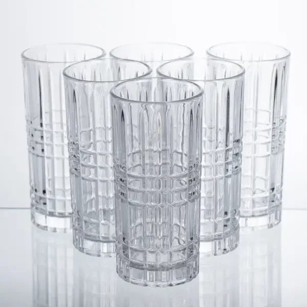 Набор стаканов Geometric Glass 6 шт. по 300 мл с рельефным узором (HP-17-3)