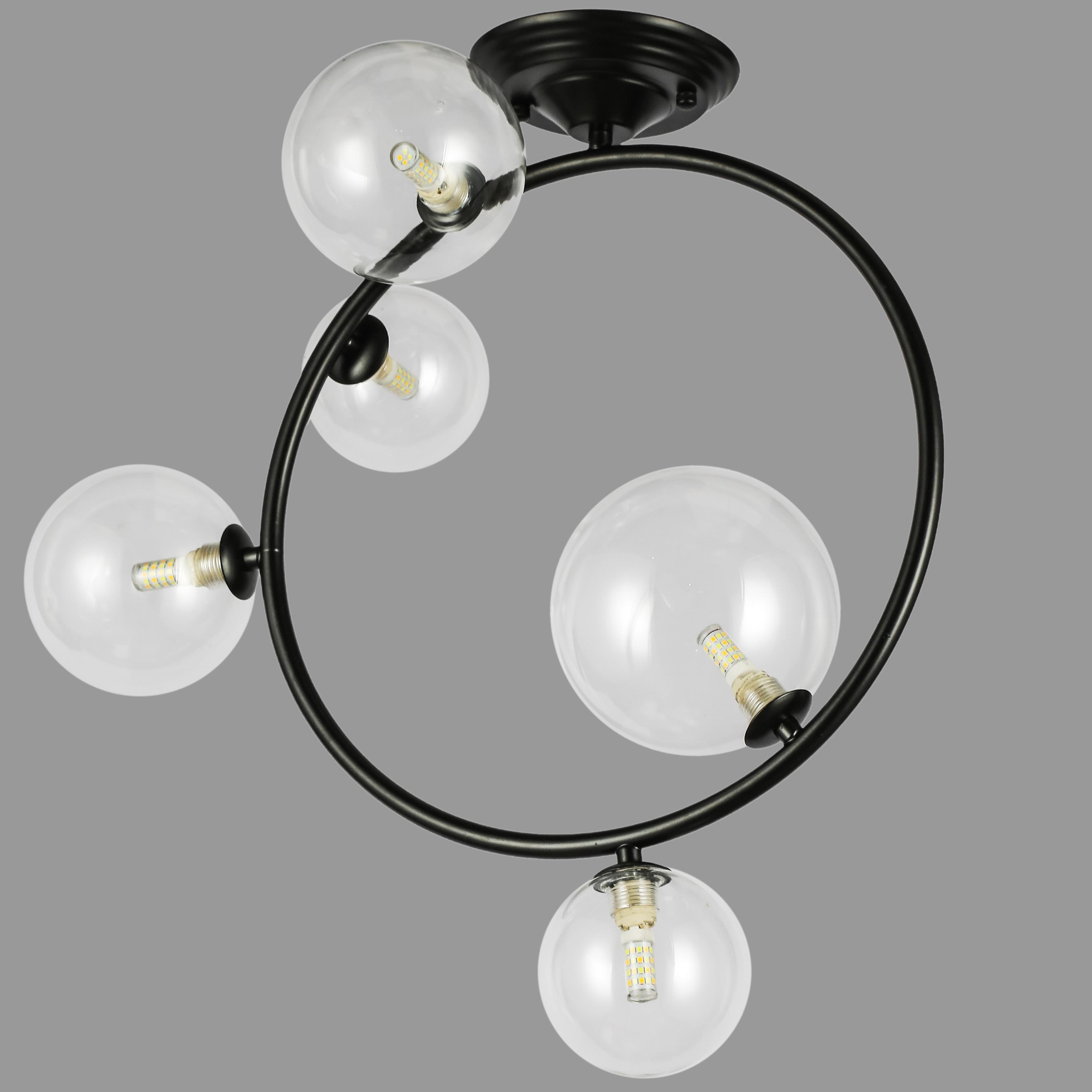 Люстра Bubbles на 5 ламп Черный (918-LP267-5 BK+CL)