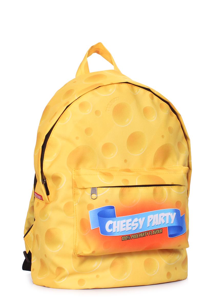 Рюкзак міський з сирним принтом POOLPARTY Backpack-cheese 40х30х16см Жовтий - фото 4