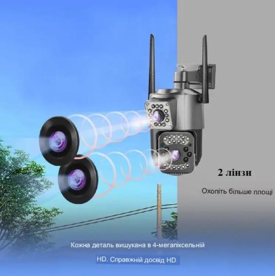 Камера відеоспостереження V380 вулична 2в1 з Wi-Fi та 4G (2134436758) - фото 5