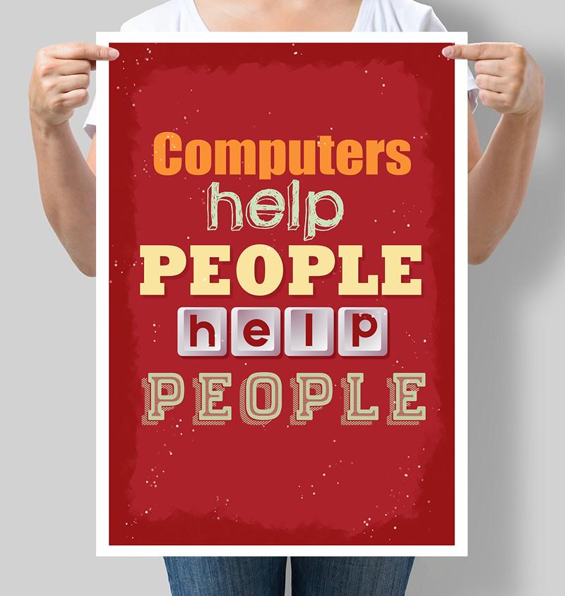 Постер мотивационный Computers help people help people слоган IBM 30x42 см A3 без рамки (M153_A3) Постер мотивационный Computers help people help people слоган IBM 30x42 см A3 без рамки (M153_A3)