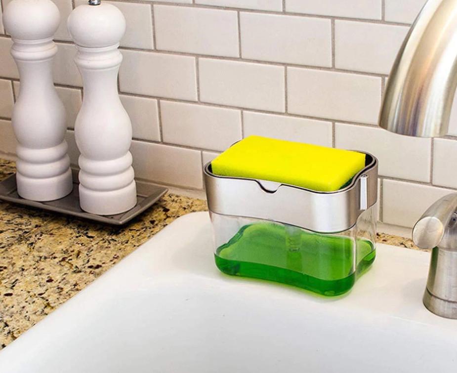 Дозатор мийного засобу Soap Pump Sponge Caddy для посуду з органайзером для мочалки - фото 8