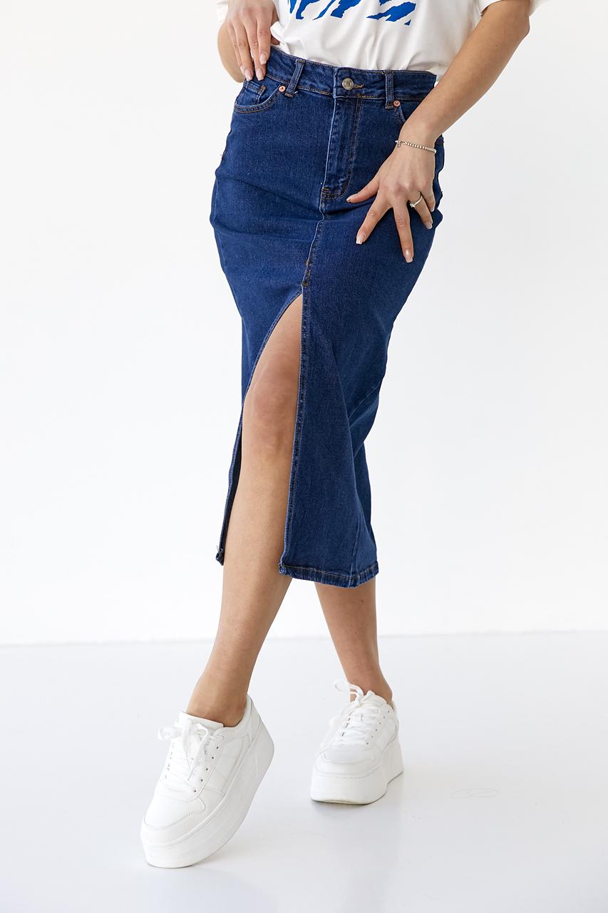 Спідниця з розрізом р. 38 Джинсовий (10161971)