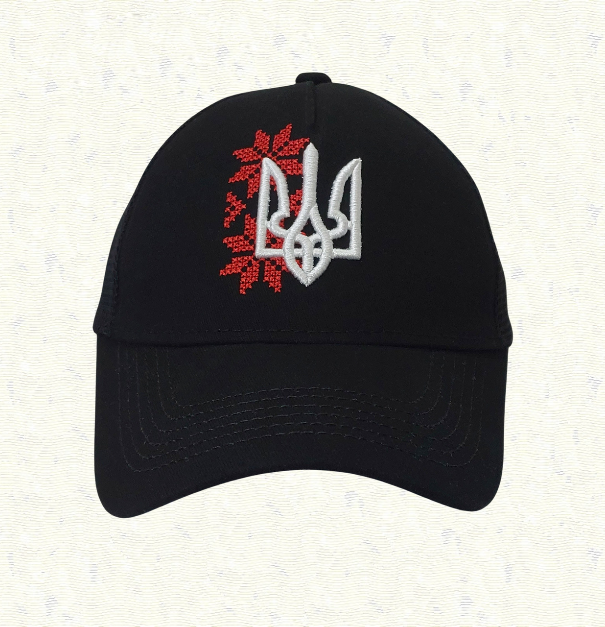 Бейсболка 3D Трезубец и вышиванка Черный (6848) - фото 2 Бейсболка 3D Трезубец и вышиванка Черный (6848) - фото 2