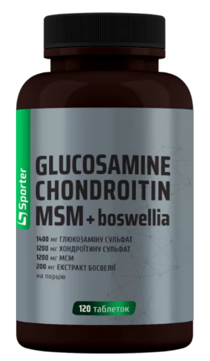 Комплексный Хондропротектор с Босвелией Sporter Glucosamine Chondroitin MSM и Boswellia 120 таблеток
