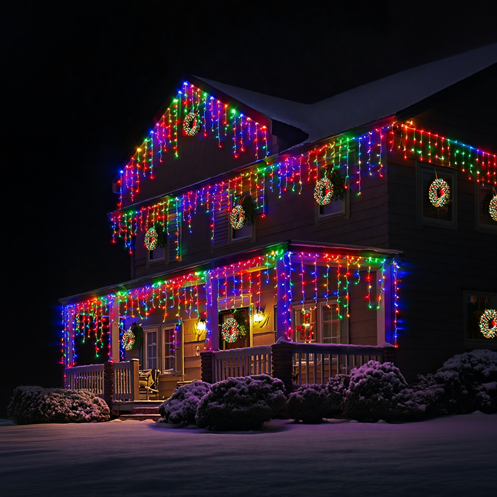 Гирлянда уличная Бахрома 840 LED от сети 50 м Мультиколор (21-107-50MWML)