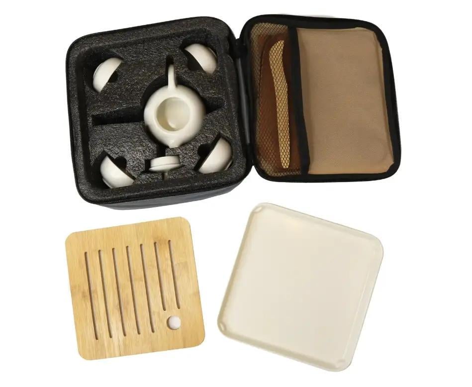 Набір чайний портативний для 4 персон порцеляновий 10 пр. Білий (650145) - фото 9 Набір чайний портативний для 4 персон порцеляновий 10 пр. Білий (650145) - фото 9