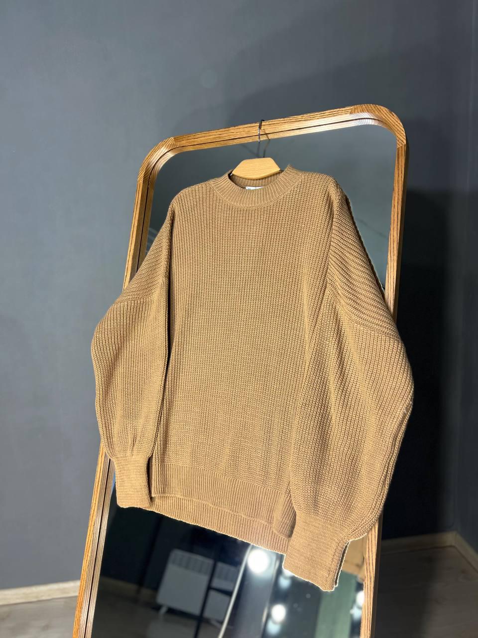 Свитер женский MIX RAY 6607 широкий удлиненный OS Карамельный (1036) - фото 9