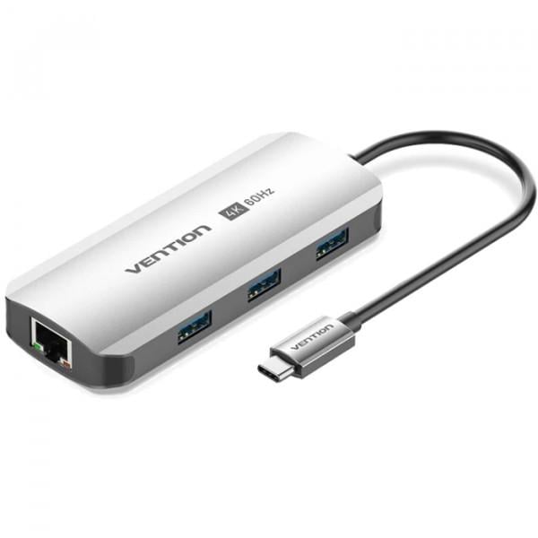 USB-хаб Vention 6в1 USB-C - HDMI/3хUSB3.0/RJ-45/PD (TQHHB)