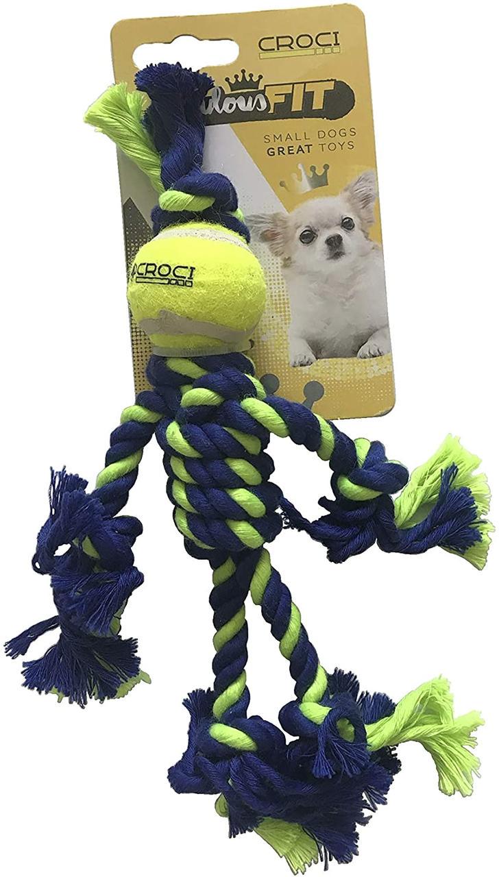Игрушка для мелких собак Croci канатный человечек с мячом 25 см (1378481336)