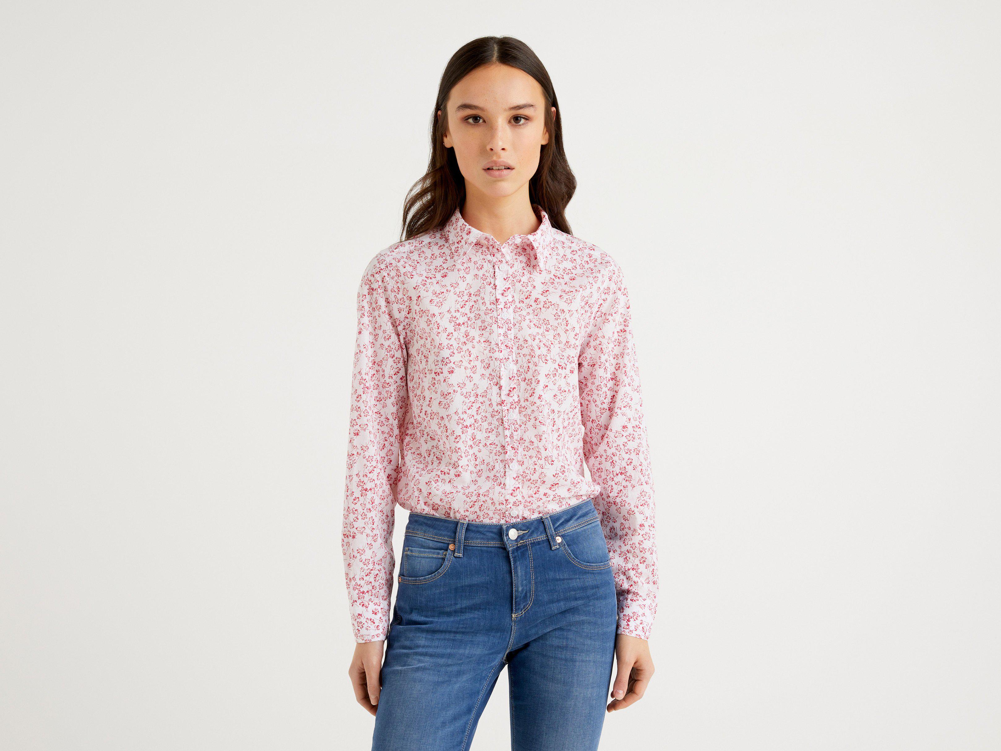 Рубашка женская Benetton 5oa95q8u4 S Розовый