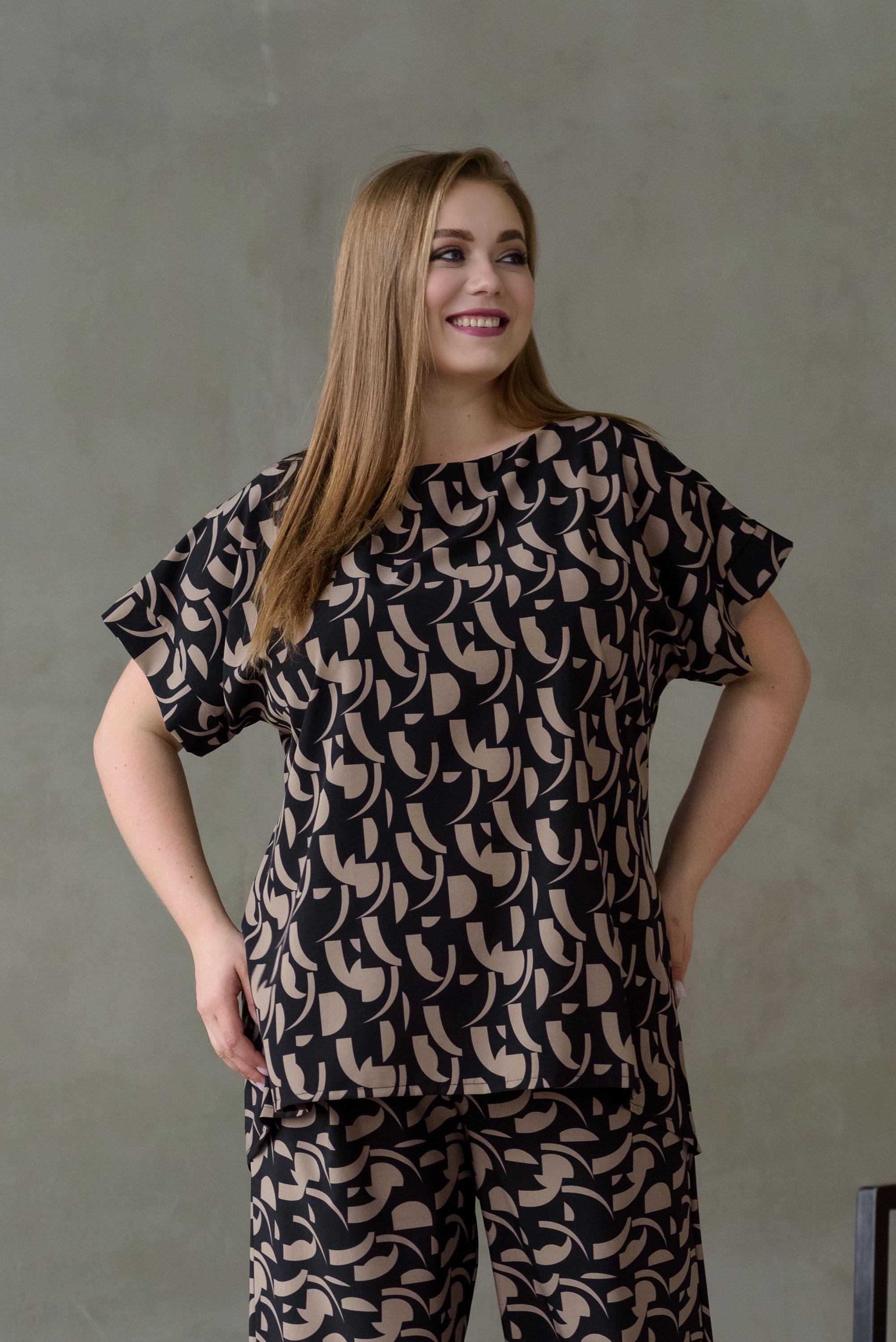 Костюм женский штапельный Альмина р. 74 Коричневый (26813583) - фото 5