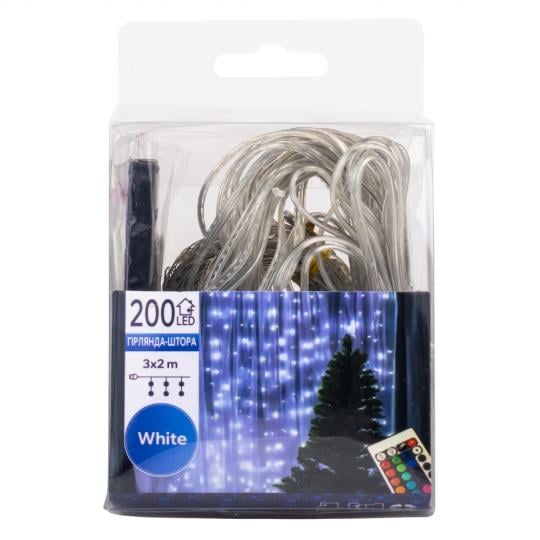Гирлянда-штора Elisey 9133-020 200 LED USB с пультом управления 3х2 м Белый (100-81-9133-020) Гирлянда-штора Elisey 9133-020 200 LED USB с пультом управления 3х2 м Белый (100-81-9133-020)