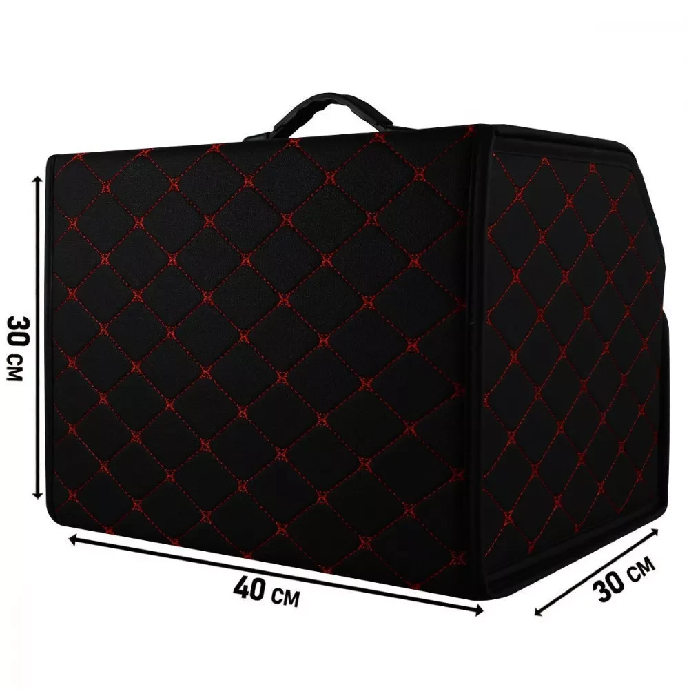 Органайзер в багажник автомобиля 40х30х30 см Черный с красной нитью - фото 3 Органайзер в багажник автомобиля 40х30х30 см Черный с красной нитью - фото 3