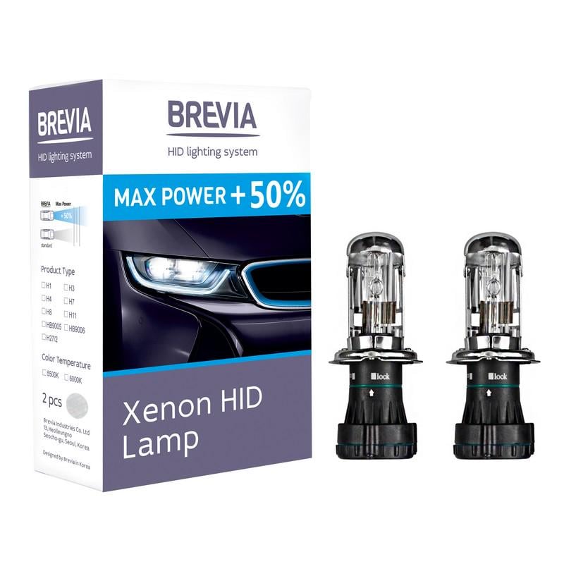Лампа ксеноновая Brevia H4 5500 K Max Power +50% (12450MP)
