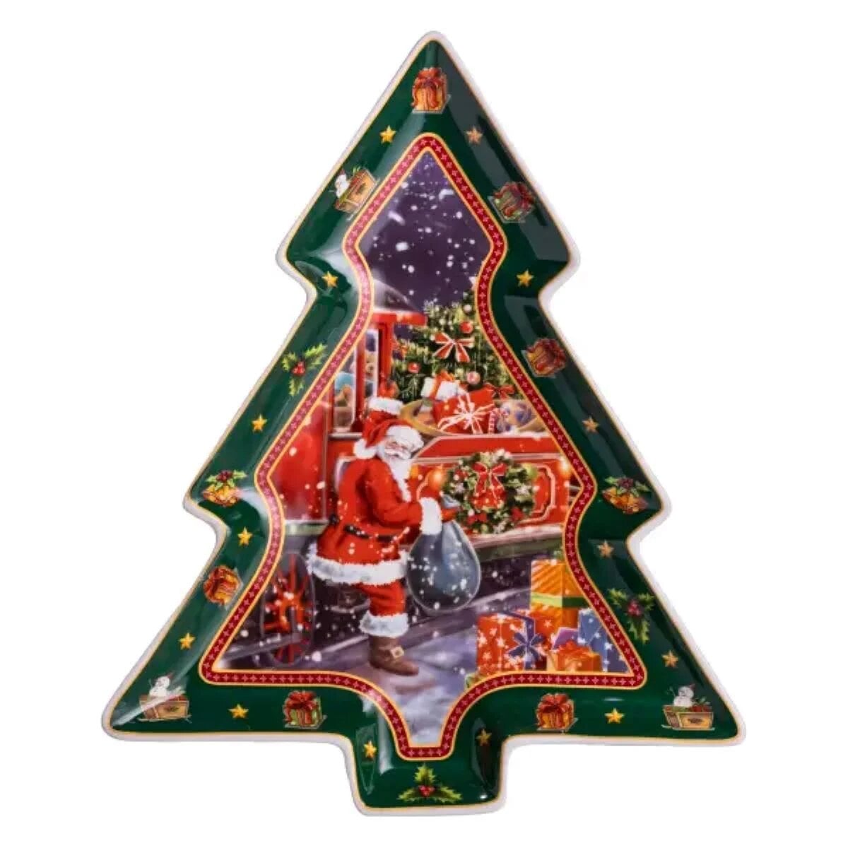 Блюдо сервірувальне Santa з порцеляни 29х24 см Зелений (HP-SDHK-18) Блюдо сервірувальне Santa з порцеляни 29х24 см Зелений (HP-SDHK-18)