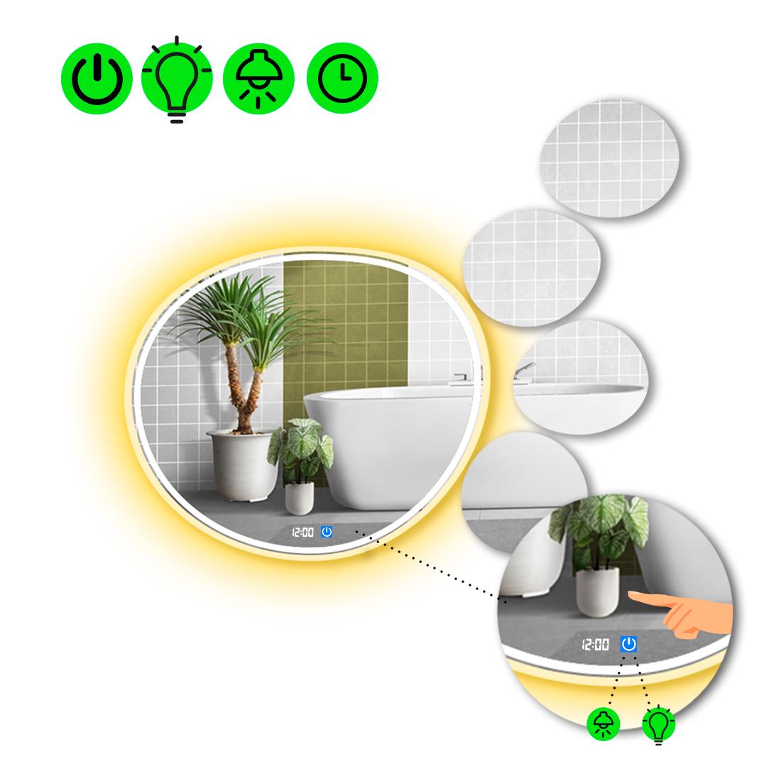 Зеркало с LED подсветкой Acqua 4 с сенсором и часами 100x100 см (Acqua4-19)