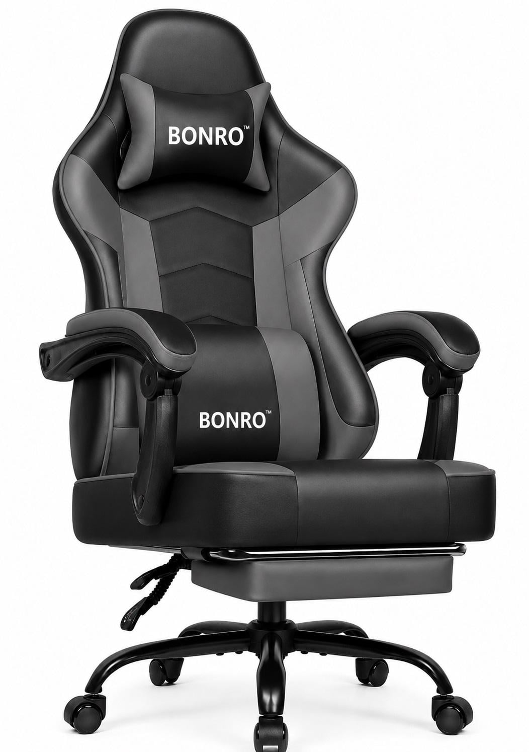 Кресло геймерское Bonro B-203 с подставкой для ног Серый (6941) Кресло геймерское Bonro B-203 с подставкой для ног Серый (6941)