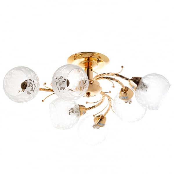 Люстра Flora с прозрачным стеклом на 6 плафона Золотой (VS005/6)