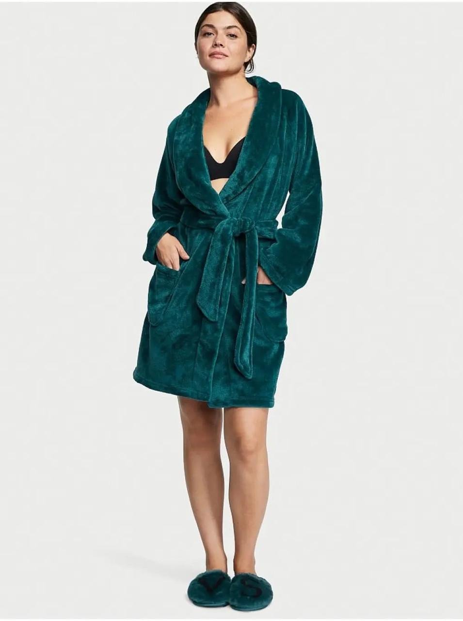 Халат женский плюшевый Victoria's Secret Short Cozy Robe XS/S Изумрудный (2816316898)