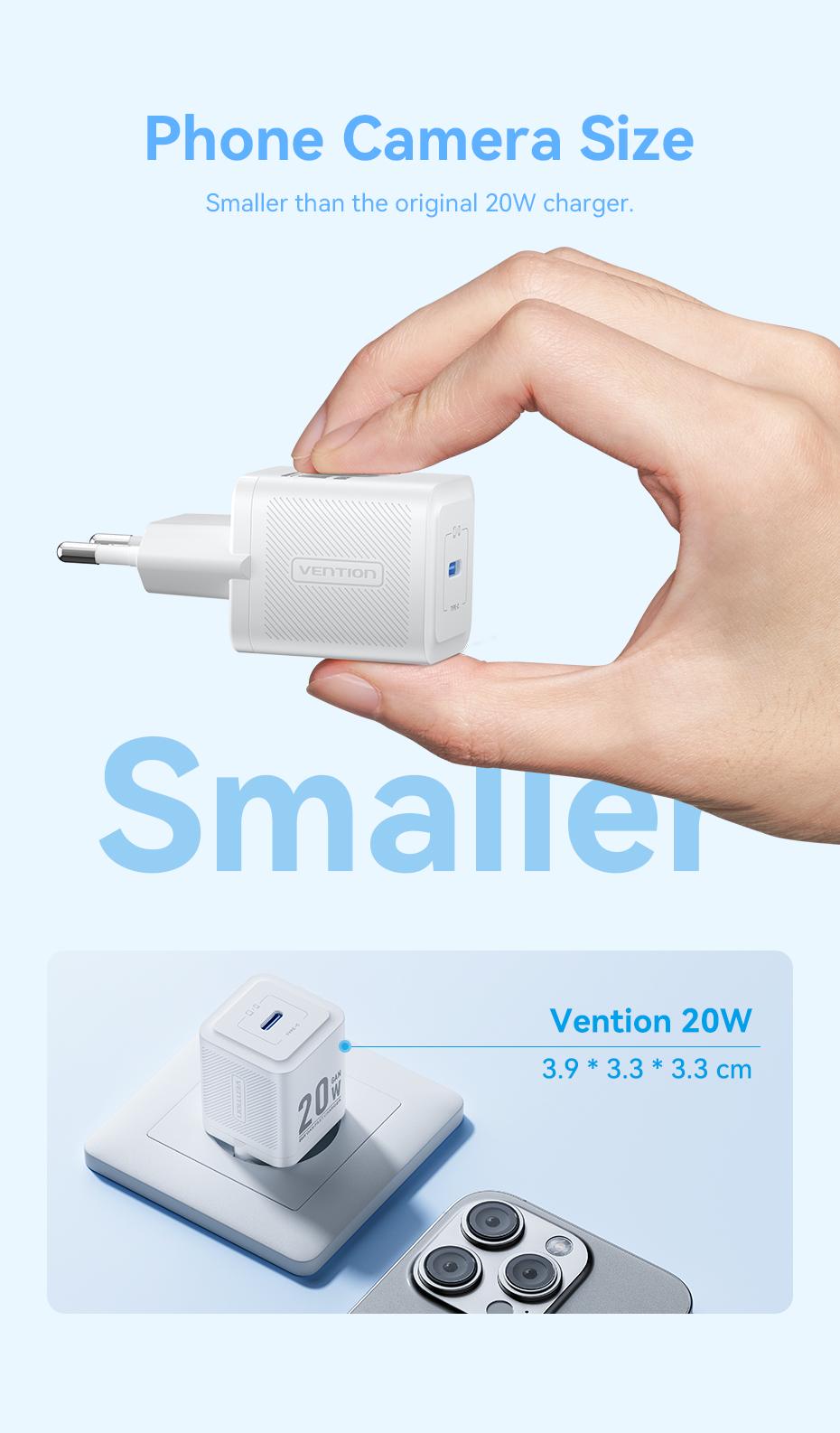 Зарядное устройство для Vention 20W GaN III Type-C 1C EU быстрая зарядка 20Вт Type-C 60Вт 1 м Белый (TZ-FEPW0-EU-01) - фото 5 Зарядное устройство для Vention 20W GaN III Type-C 1C EU быстрая зарядка 20Вт Type-C 60Вт 1 м Белый (TZ-FEPW0-EU-01) - фото 5