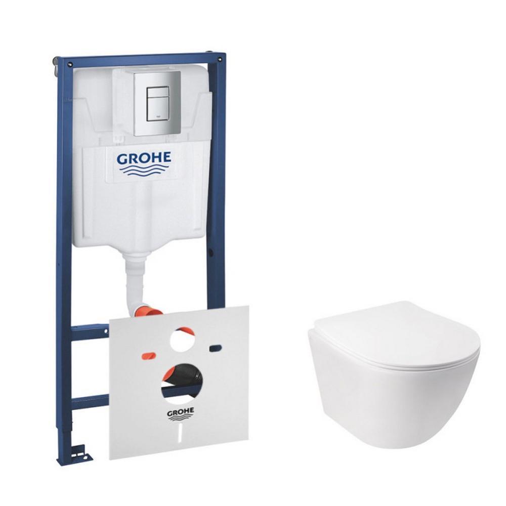 Комплект инсталляции Grohe Rapid SL 38772001QT07335176W с унитазом и кнопкой Хром (75749)