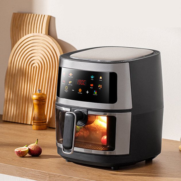 Аэрофритюрница безмасляная Henschll 8 л 3200 Вт Серый (GR-04384)