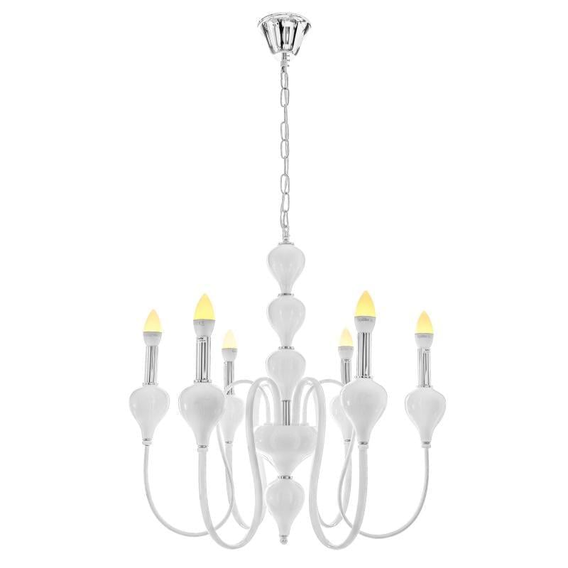 Люстра подвесная свеча классическая Brille BL-022S/6 E14 WH