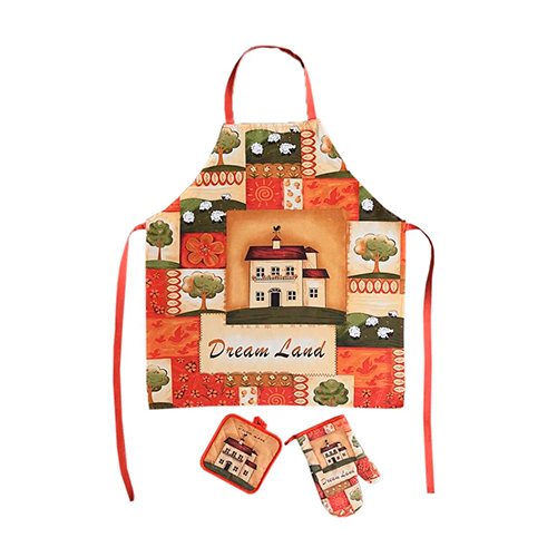 Кухонний набір Stenson 3в1 рукавичка/прихватка/фартух Orange (31152950)