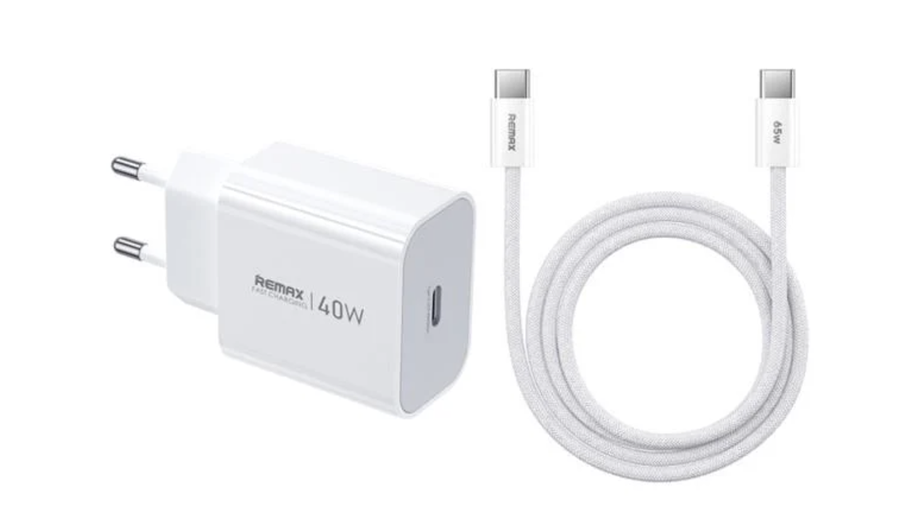 Зарядное устройство Remax СA10 GaN 1Type-C 40W + TypeC-TypeC Cable White