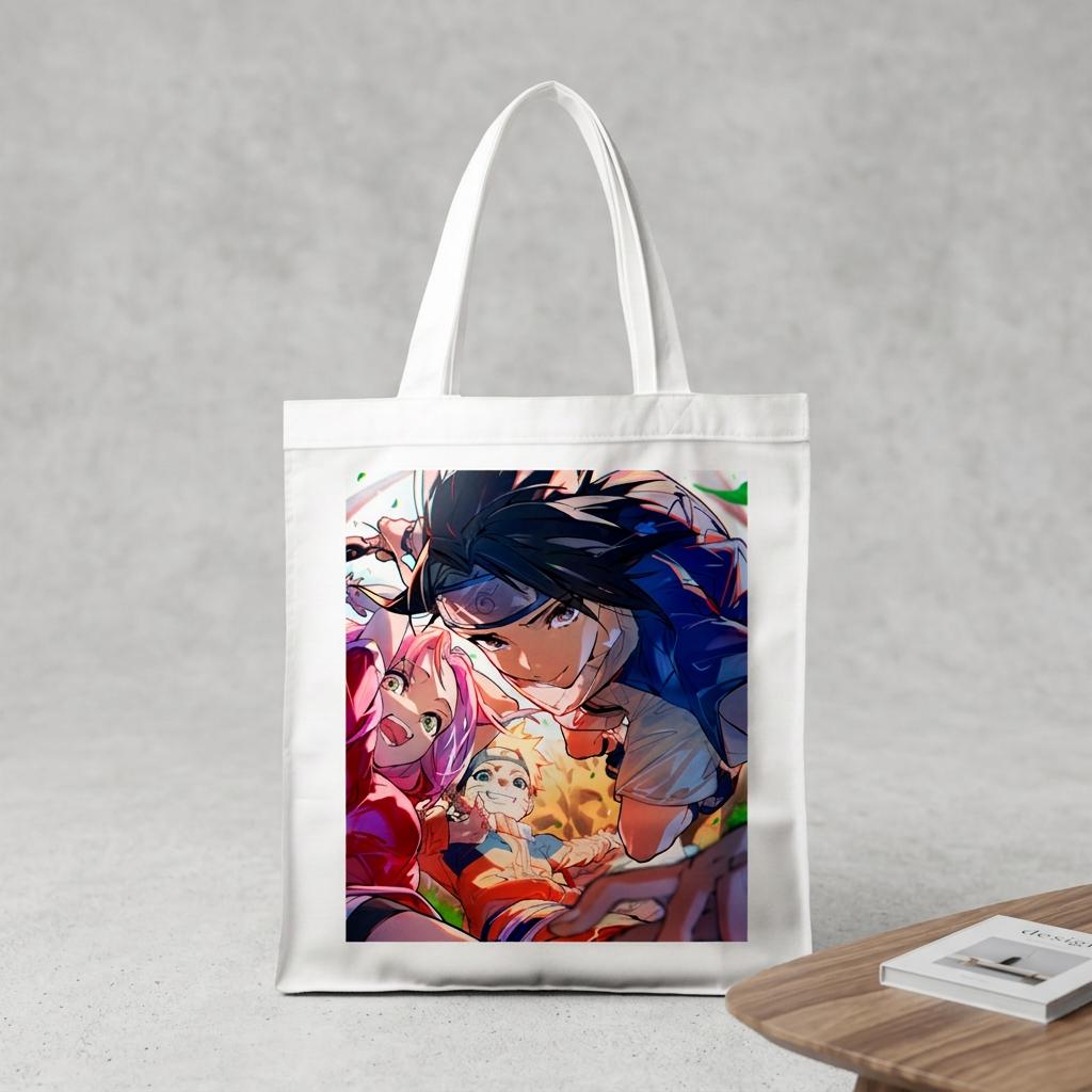 Сумка-шопер Naruto з льону Білий (6573)