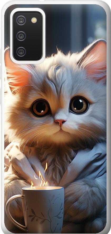 Чехол на Samsung Galaxy A02s A025F White cat (5646t-2203-42517)