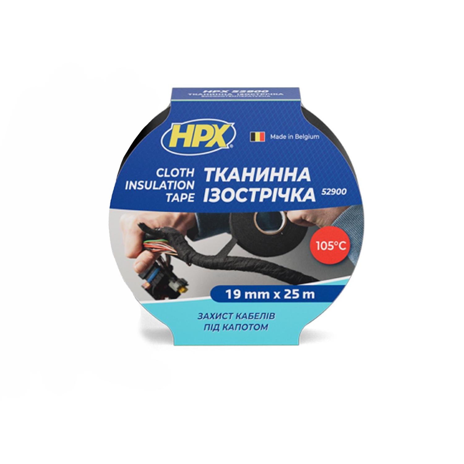 Стрічка ізоляційна HPX LI1925 19x0,25 мм 25 м тканина/каучук Чорний (INRUC0080023192520)