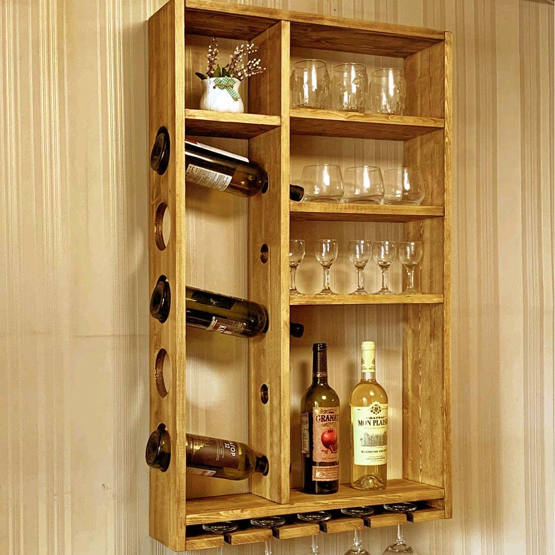 Полка для вина настенная из дерева Мишино Сиена (ПНК-028305)