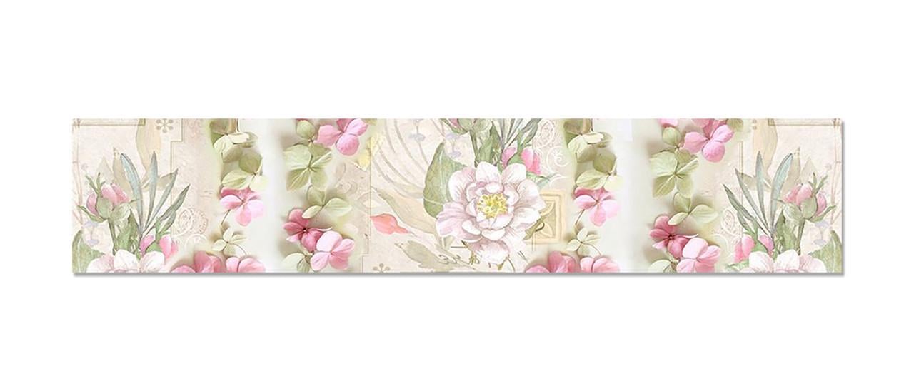Фартук кухонный Пастельные цветы полевые 60х300 см Зеленый