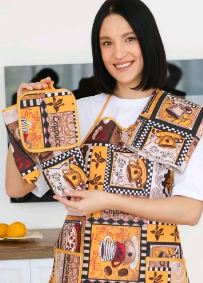 Набор для кухни фартук/прихватка/перчатка Коричневый (Д-fartuh0014) Набор для кухни фартук/прихватка/перчатка Коричневый (Д-fartuh0014)