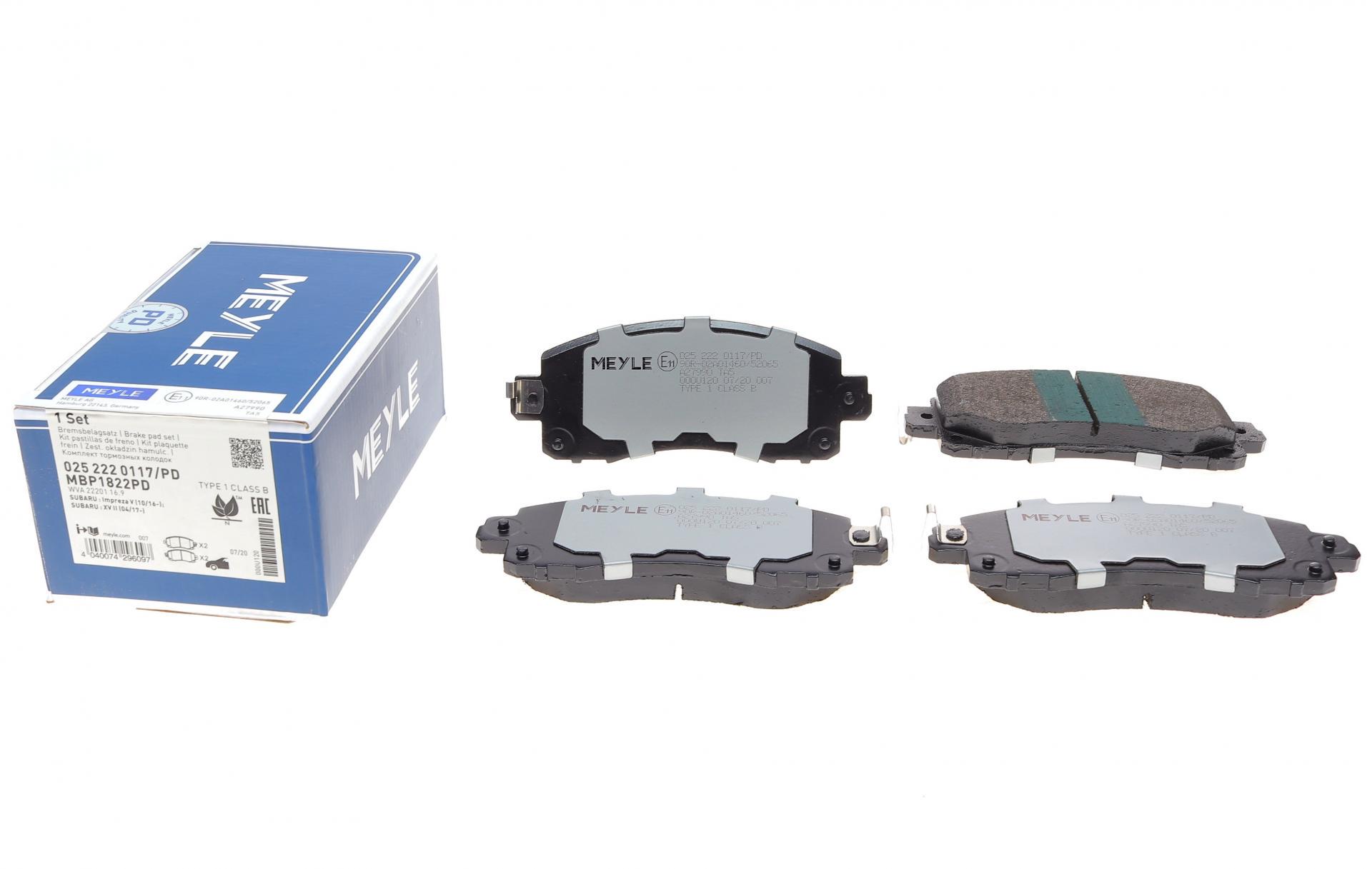 Колодки тормозные передние Meyle 025 222 0117/PD Subaru Impreza 2.0 i 16-/XV 1.6-2.0 i 17-