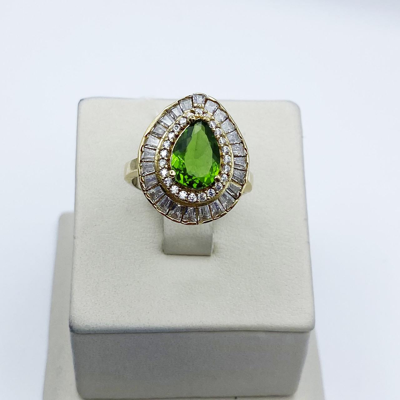 Кольцо серебряное Роксолана с изумрудом и кубическим цирконием р. 18 5,9 г (2061364736)