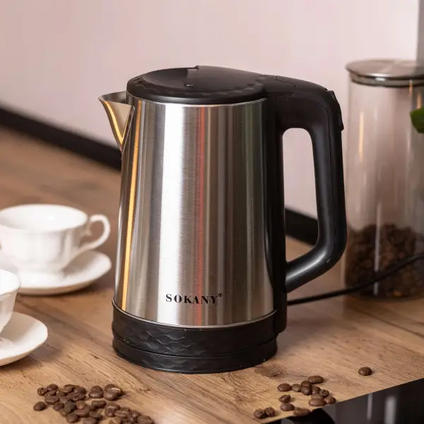 Електрочайник Sokany SK-09022 2.3 л 1500 Вт із нержавіючої сталі Сірий (149-107-SK-09022) - фото 2 Електрочайник Sokany SK-09022 2.3 л 1500 Вт із нержавіючої сталі Сірий (149-107-SK-09022) - фото 2