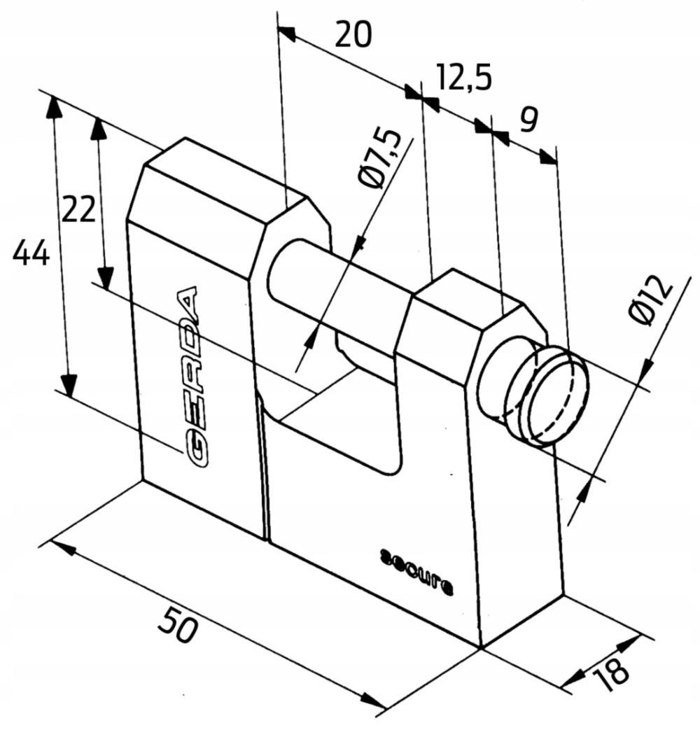 Замок навесной Gerda KSWT 50 44х50 мм (KSWT-50) - фото 3
