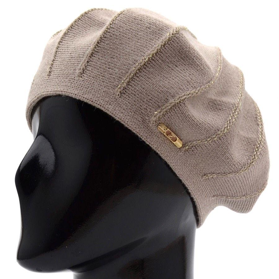 Берет женский Lirus Лана двойной из шерсти с люрексом р. 56-58 Темно-бежевый