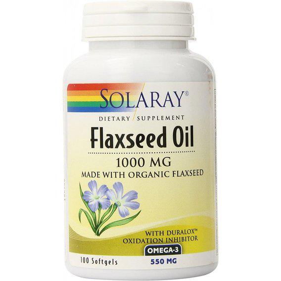 Льняное масло Solaray Flaxseed Oil 1000 мг 100 Softgels (SOR-00802)