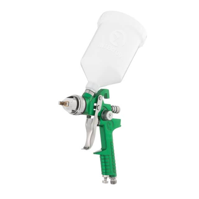 Пневматический краснопульт HVLP форсунка 2,5 мм верхний пластиковый бачок 600 мл 3 бар Пневматический краснопульт HVLP форсунка 2,5 мм верхний пластиковый бачок 600 мл 3 бар