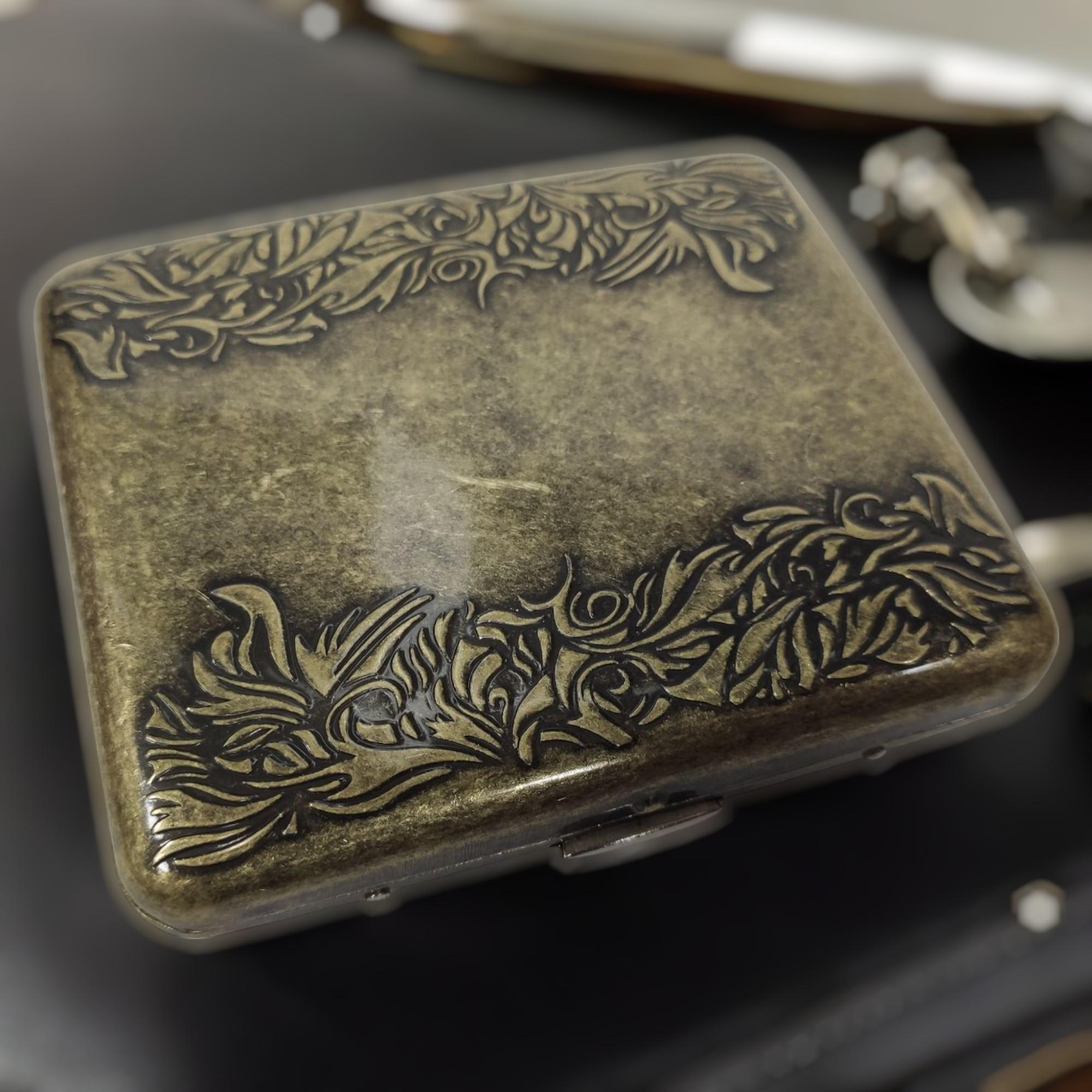 Портсигар металлический GVIPAI Leaf Brass на 20 сигарет в подарочной упаковке (1-150C)