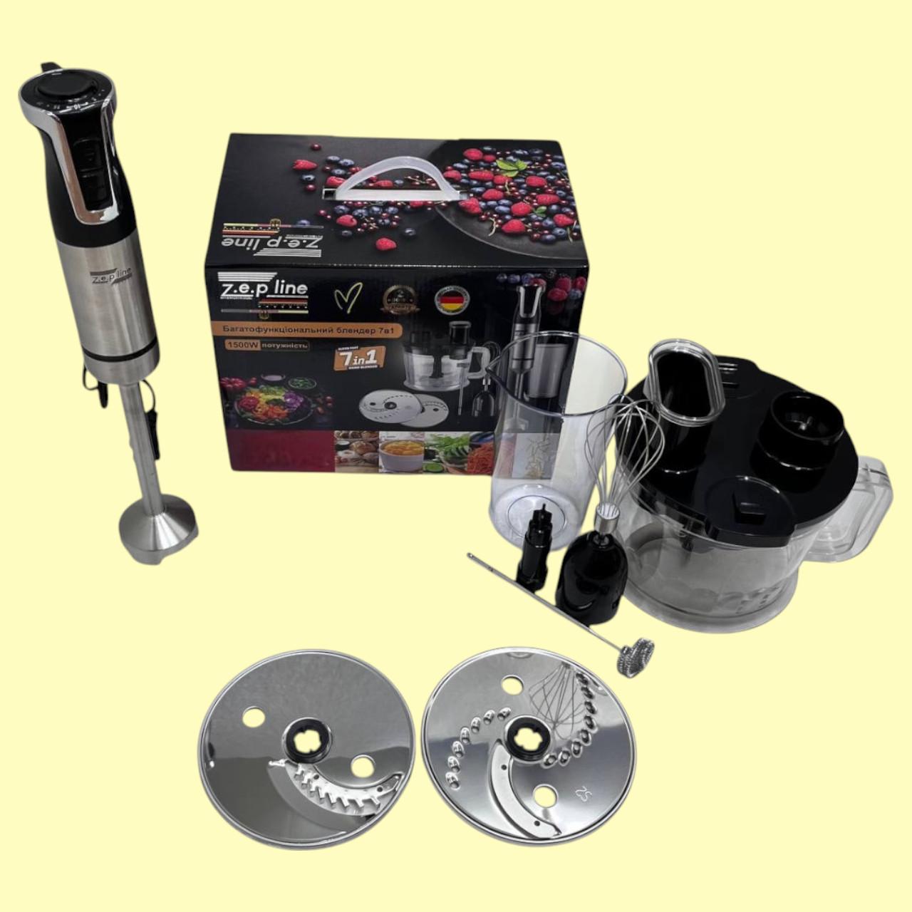 Блендер занурювальний Zepline ZP-797 з насадками для шаткування/змішування/подрібнення/збивання 1500 Вт 1,5 л Чорний (є65) - фото 3 Блендер занурювальний Zepline ZP-797 з насадками для шаткування/змішування/подрібнення/збивання 1500 Вт 1,5 л Чорний (є65) - фото 3
