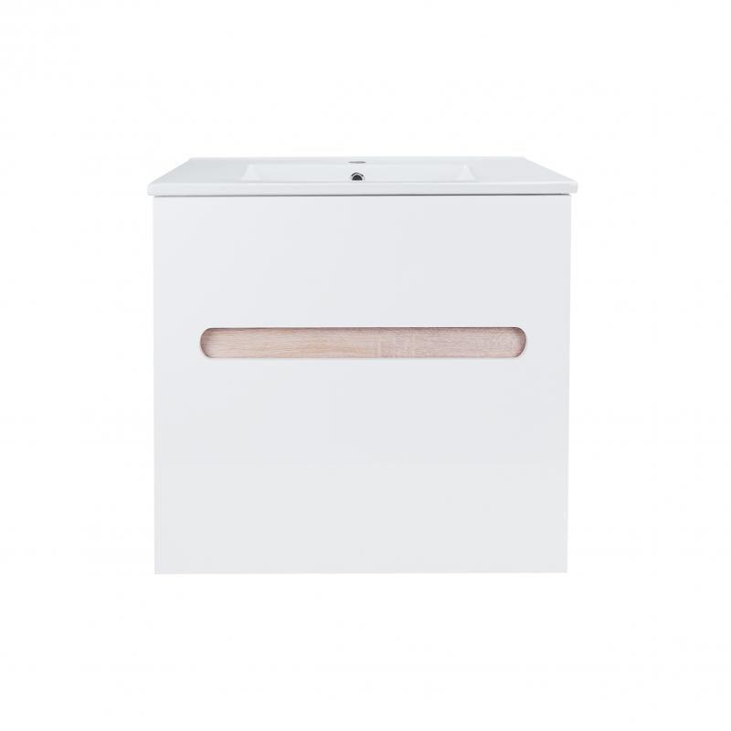 Комплект тумба підвісна та раковина врізна Q-tap Virgo 600х580х437 White/Whitish oak (QT1872TPА6013060CW)