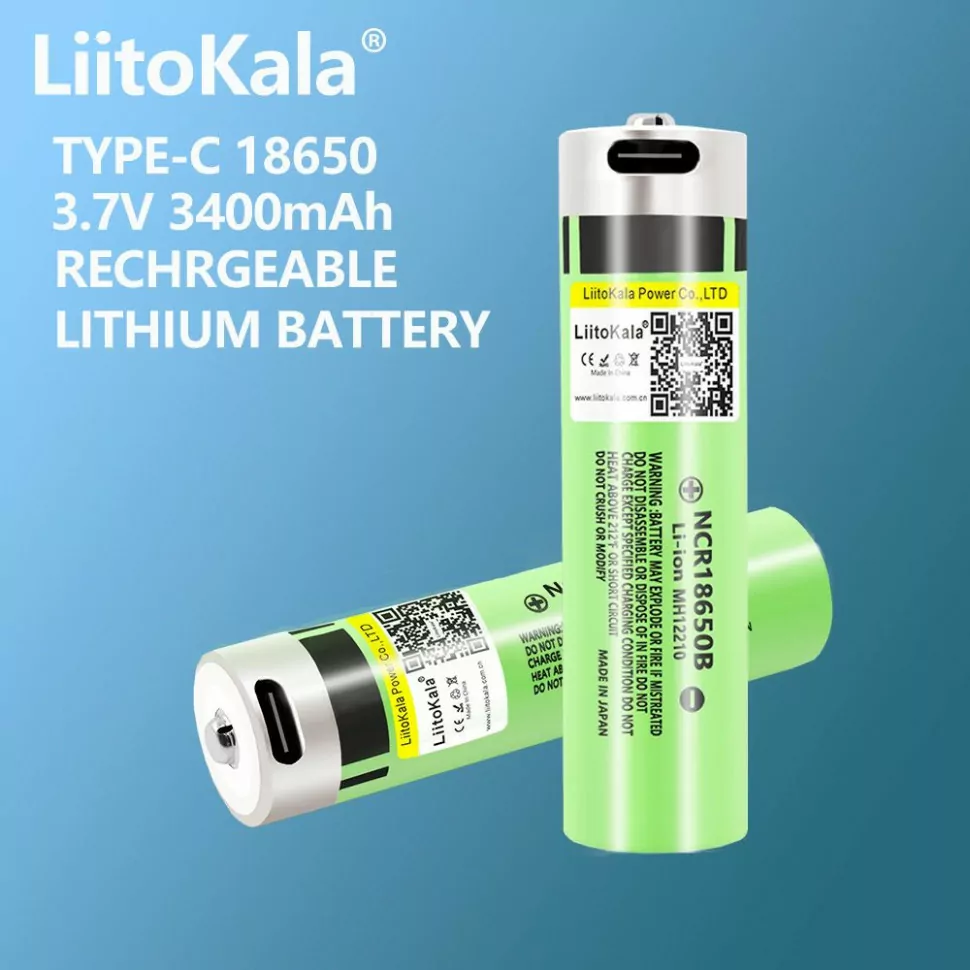 Акумулятор LiitoKala Lii-USB-34B 18650 Li-ion із захистом 3400 mah Зелений - фото 3