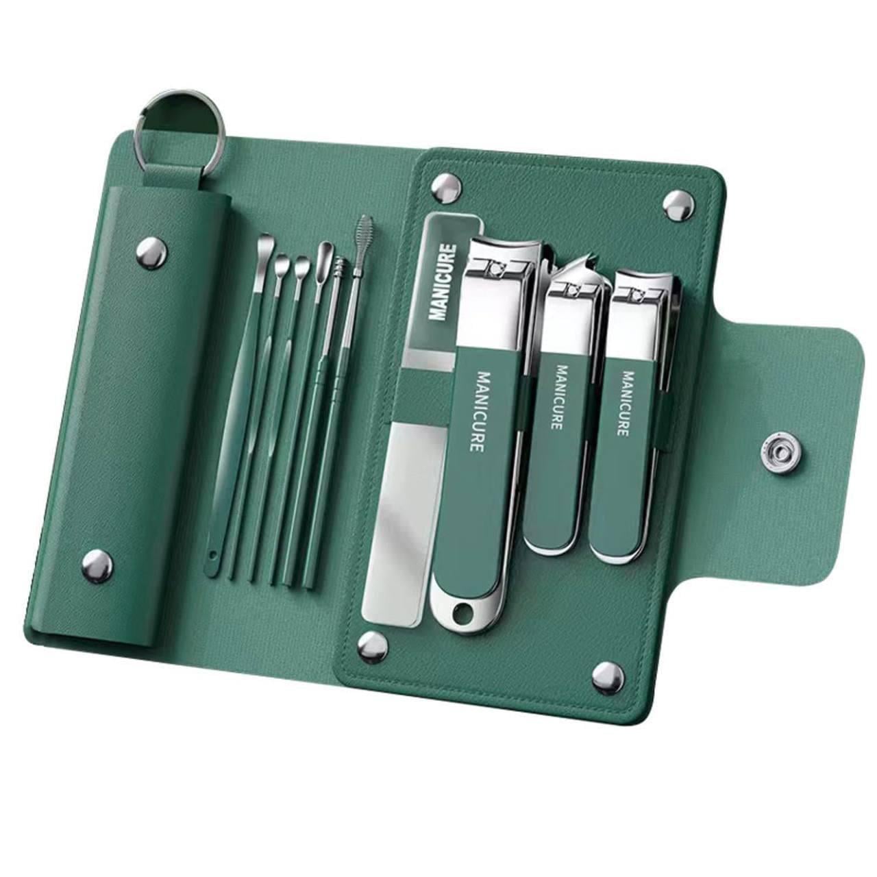 Набір манікюрно-педикюрний Nail Clipper Set 10в1 у футлярі Зелений